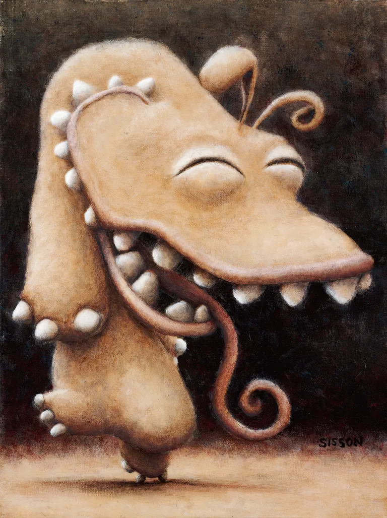 Gobbler, a close portrait of a grinning orange creature.