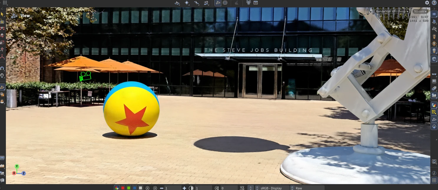 Unstylized plaza viewed in Houdini.