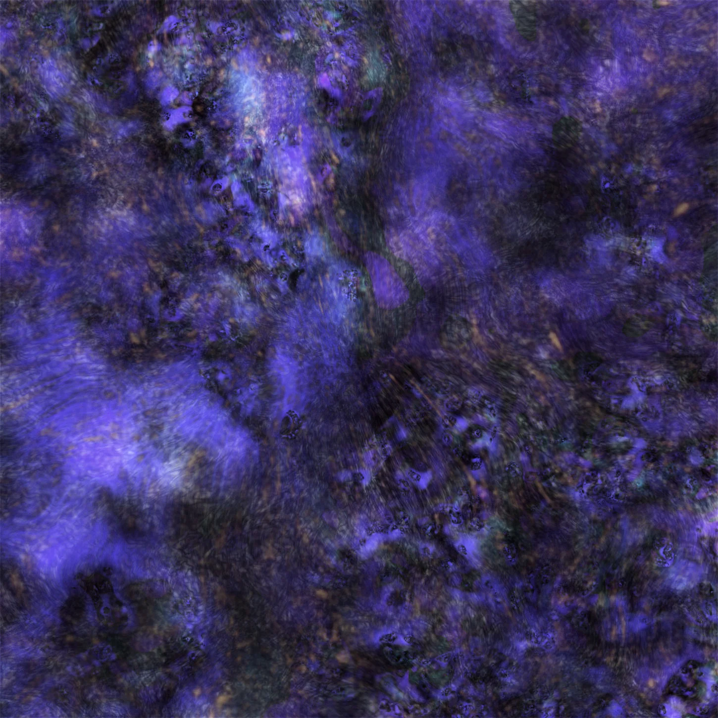 A dense indigo procedural field with luminous blue currents and dark layered textures.