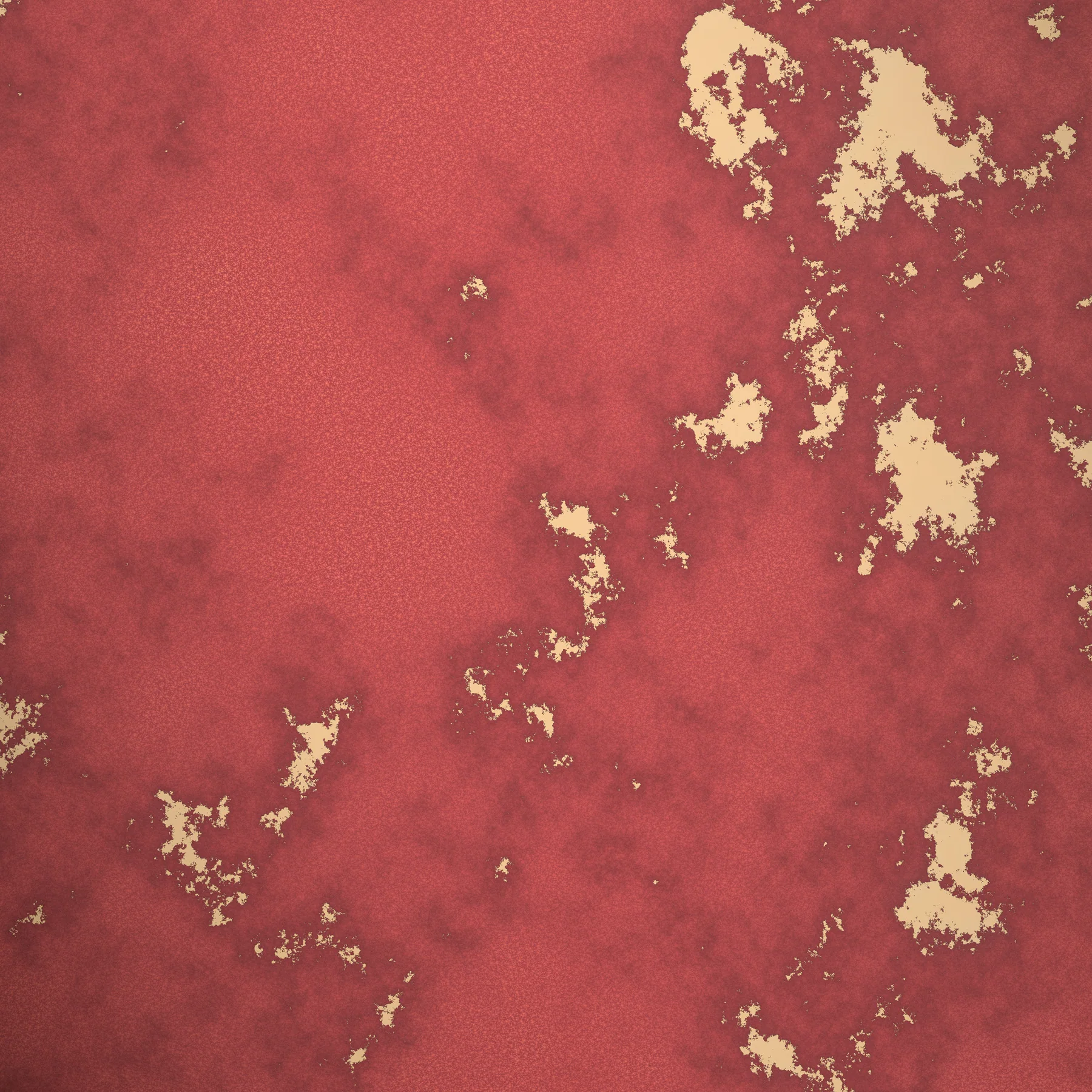 A rust-red procedural surface broken by irregular pale islands.