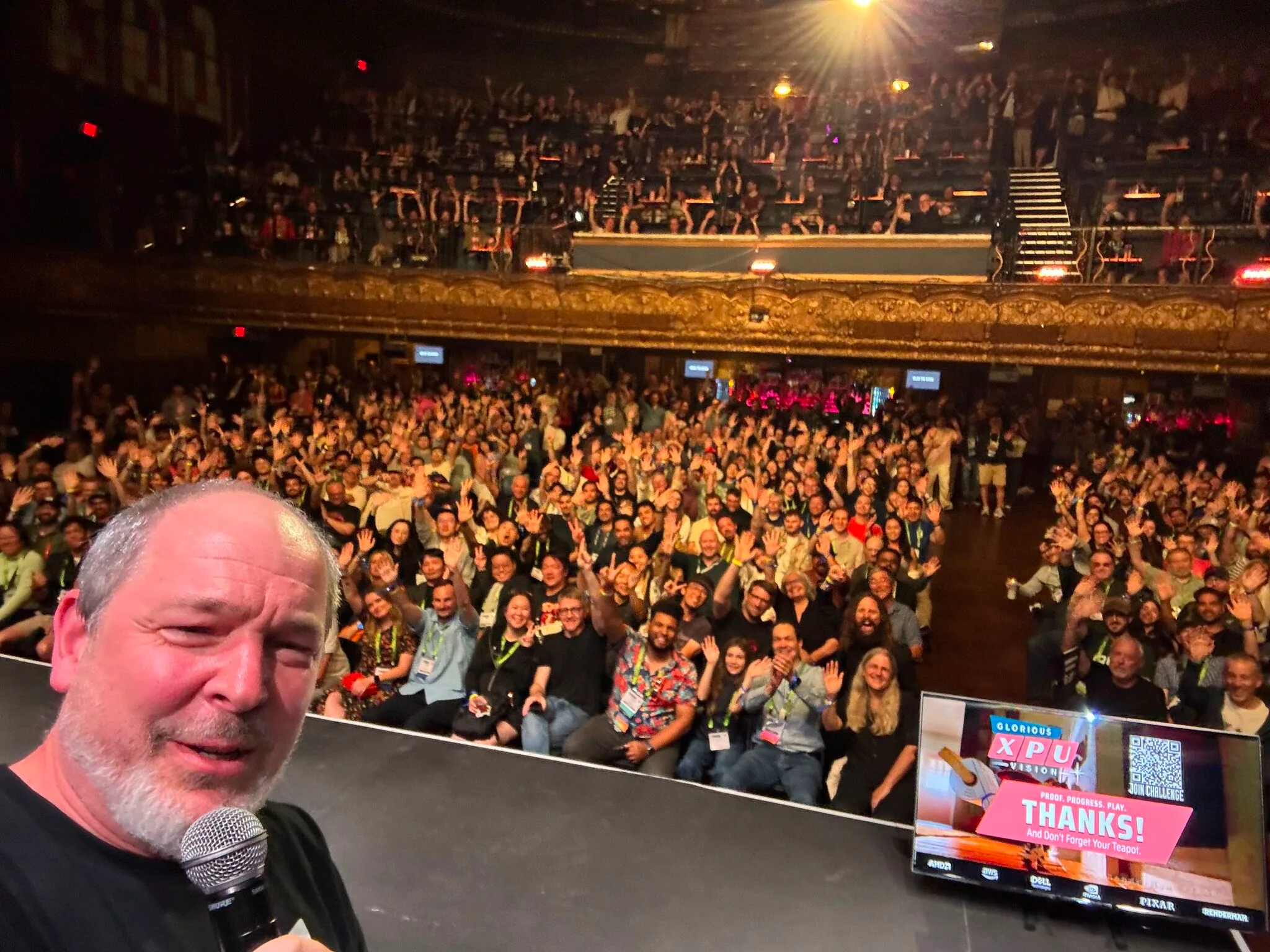 Dylan Sisson in front of a packed audience at the Belasco Theater in Los Angeles.